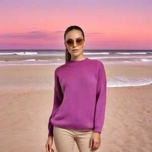 Vintage RAFAELLA Mohair Wool Sweater M Magenta Pink Oversized Long Sleeve EXC